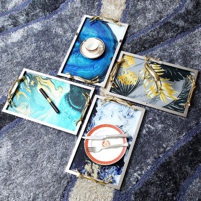 欧式简约金属玻璃托盘轻奢玛瑙摆件样板房装饰客厅茶几收纳摆件,饰品/流行首饰/时尚饰品新,摆件,淘宝优惠券,粉丝福利购,淘宝优惠卷