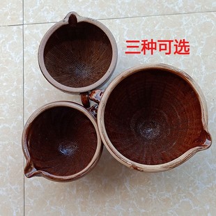 擂钵家用捣蒜器擂辣椒皮蛋擂茶钵婴儿研磨器磨米糊陶瓷捣碎器 老式