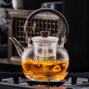 煮茶器蒸煮一体茶壶黑晶炉套装 新款 耐高温防爆加厚玻璃烧水泡茶壶