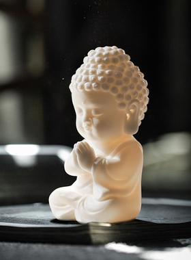 中式禅意陶瓷如来佛像小摆件创意可爱茶宠佛系茶室车载装饰品