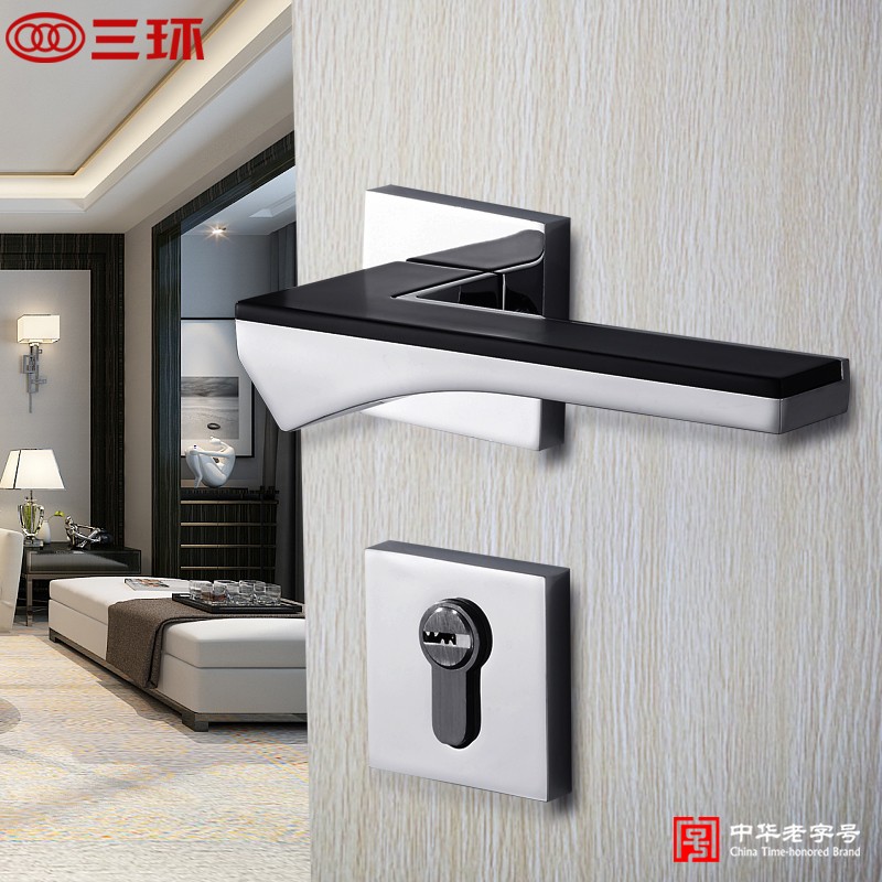 三环精铸静音分体门锁卧室室内房木门亮铬执手欧式实木门磁吸锁具