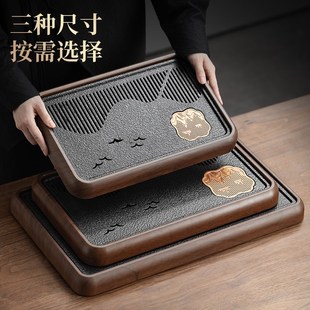 办公室会客仿乌金石功夫茶具茶台单盘茶托盘 茶盘家用小型2024新款