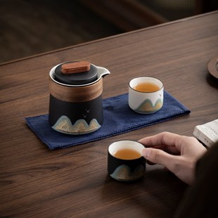便携式 故宫文创远山快客杯一壶两杯旅行茶具套装 泡茶杯伴手礼定制