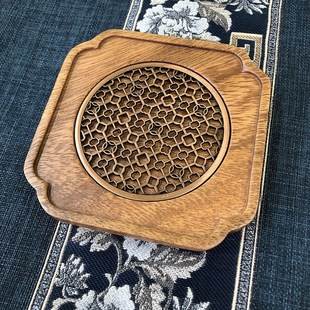家用茶托盘 胡桃木壶承小型干泡台方形紫砂养壶杯垫实木高端新中式