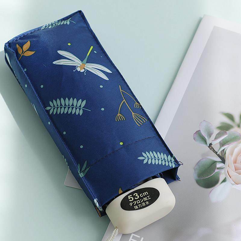 出口外贸日系超轻小口袋迷你防晒伞黑胶五折叠晴雨两用伞女太阳伞