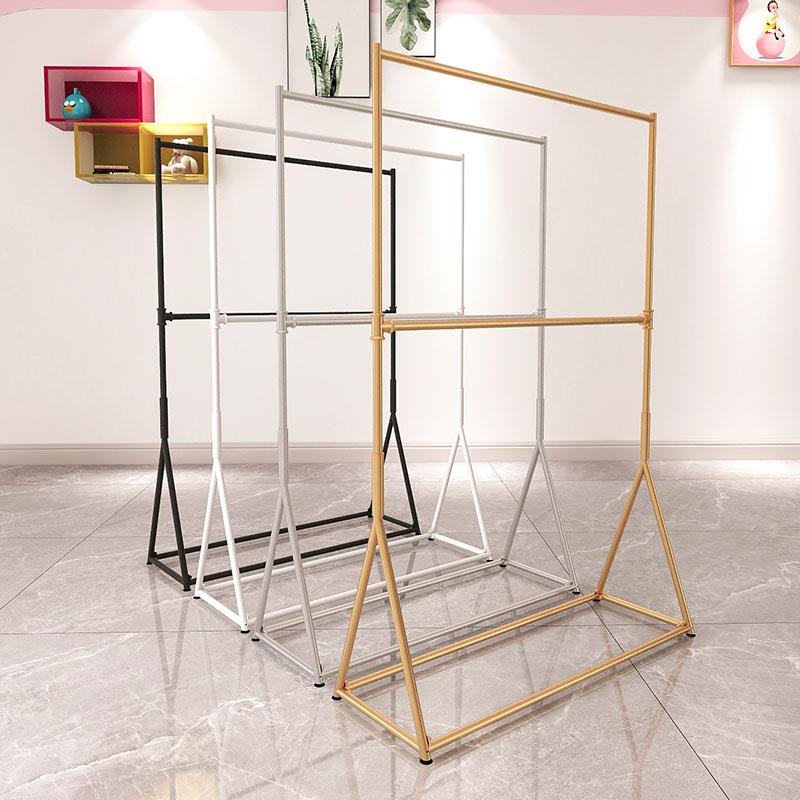 金色服装店挂衣架童装店展示架双层可调节室内阳台晾衣架龙门架子