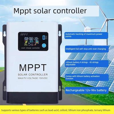 Mppt太阳能控制器12V-96V全自动识别通用230V光伏电池充电器