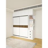 定制铝合金蜂窝板推拉滑移门衣柜家用卧室玻璃储物柜金属柜挂衣柜