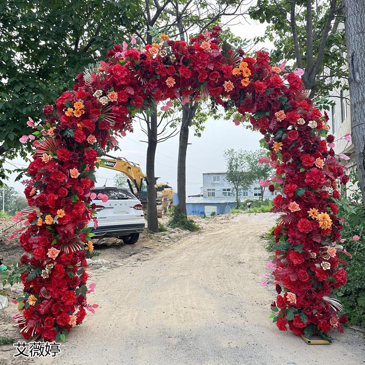 新款全花绢花双杆拱门开业婚礼庆典花门婚庆满花拱门婚庆幸福门