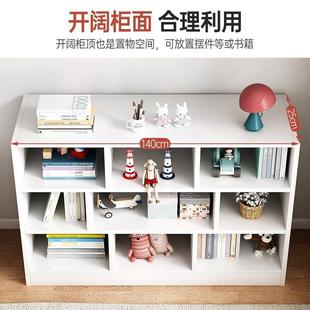 简易落地书架书柜家用客厅小户型收纳架一体带门多层置物架矮柜子
