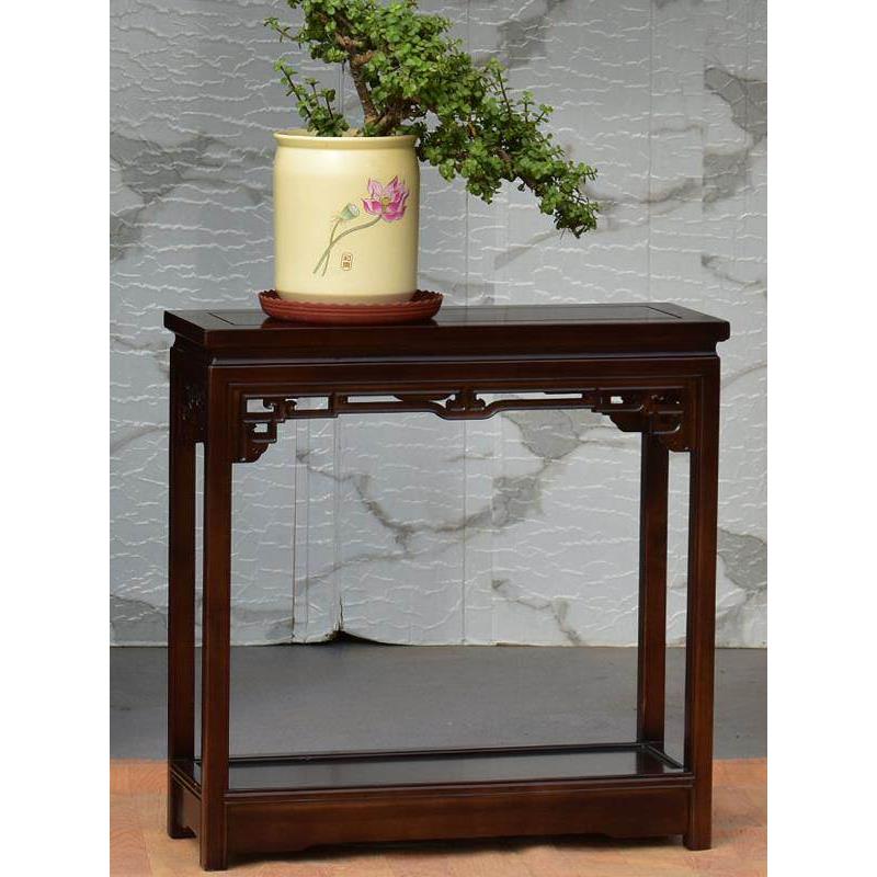 新中式实木花鱼缸架子底座摆台奇石头盆景架置物架沙发边几玄关桌