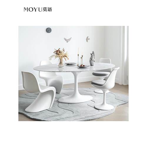 莫语MOYU/郁金香椭圆餐桌中古法式覆古风轻奢别墅高档大理石餐桌