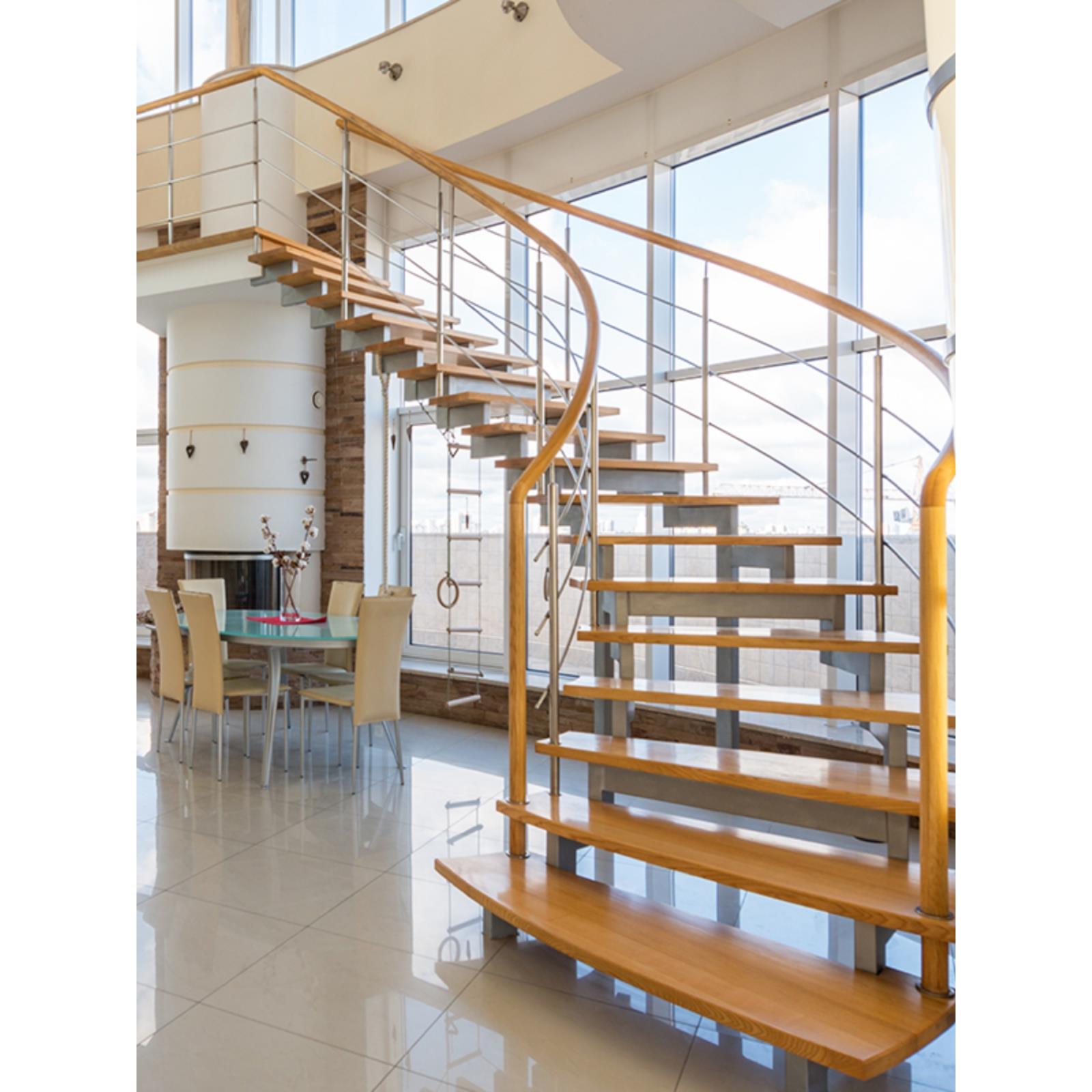 成都厂家直销全屋定制实木楼梯扶手覆式阁楼旋转室内钢木楼梯护栏