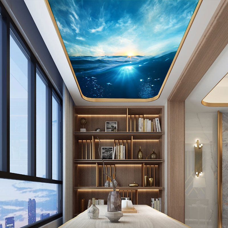 海底玻璃吊顶走廊过道海洋天花板造型亚克力透光板星空顶装饰定制