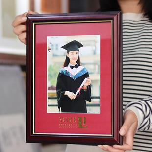 照片相框相架实木学位毕业照片框8寸摆台可定制任意尺寸复古画框