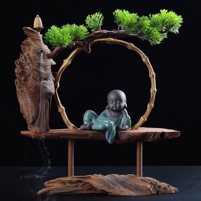 纯天然风化木禅意复古古典木架倒流香摆件木头装饰品创意室内花架