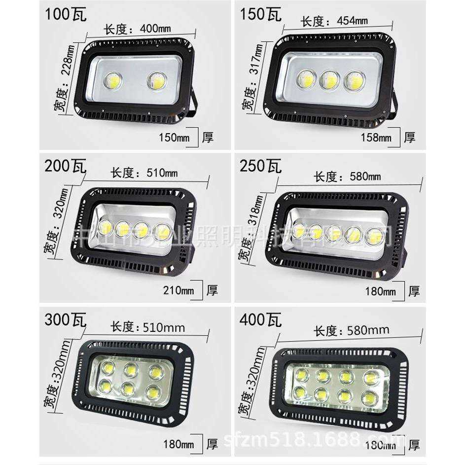 led投光灯户外高亮聚光灯方型投射灯带透镜100W200W投光灯厂家