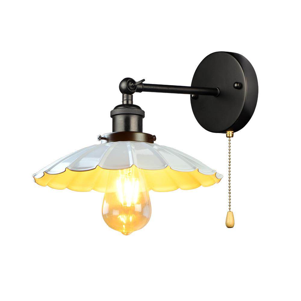 跨境美式乡村复古小黑伞壁灯创意个性铁艺酒吧餐厅墙拉线开关壁灯,电子元器件市场,其它元器件,淘宝优惠券,粉丝福利购,淘宝优惠卷