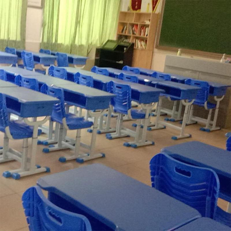 机械升降式学习桌椅学校辅导班用学习桌ABS一体注塑面板桌椅