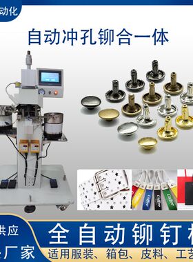 自动铆钉机礼品袋打撞钉机器箱包皮料打管钻机自动冲孔铆合一体