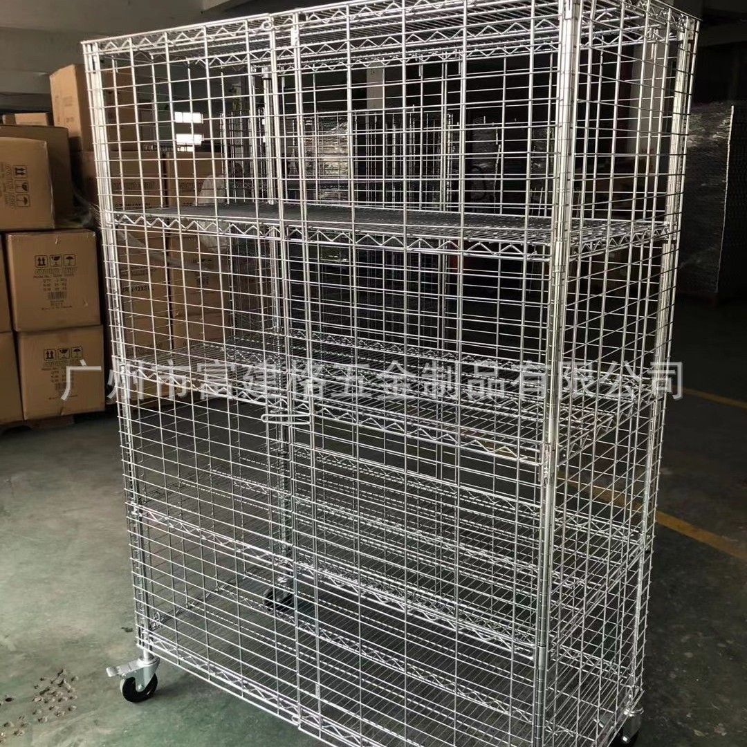网格围网车线网镀铬四层工具车防掉带围网带门可带护栏围栏广州