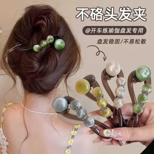 夏天简约随手盘发一字带齿扭扭夹女2026新款抓夹高级珠珠水钻发夹