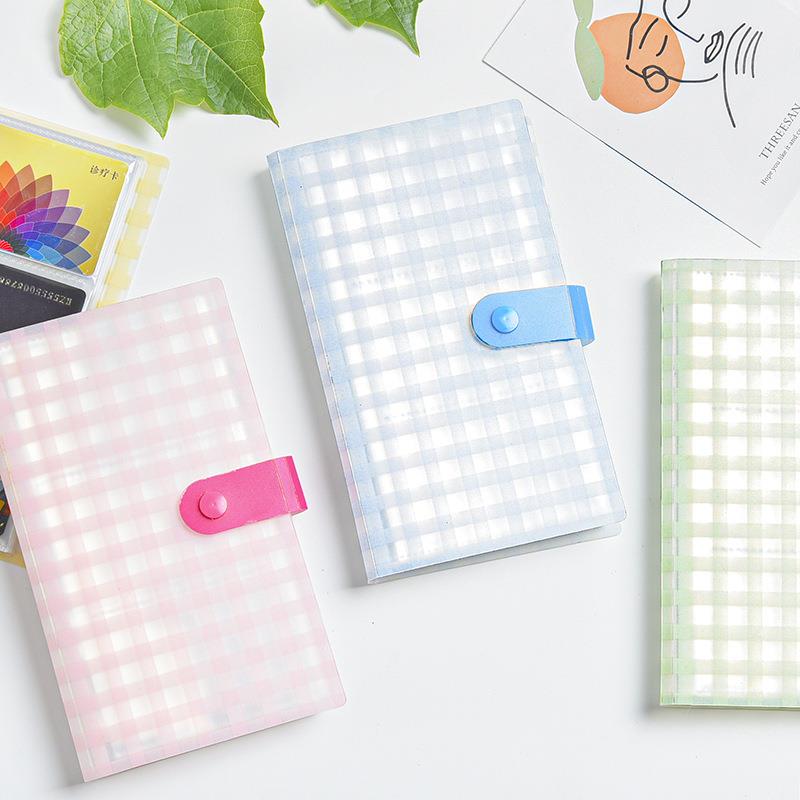 小清新名片册 卡通格子纹PP拍立得照片册240卡位名片夹游戏集卡册