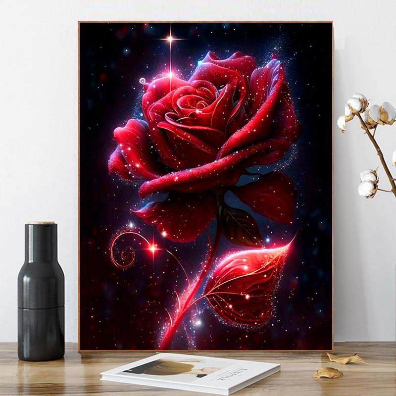 花卉钻石画2025年新款红玫瑰手工5d点贴钻十字绣客厅餐厅水钻满钻,居家布艺,钻石绣,淘宝优惠券,粉丝福利购,淘宝优惠卷