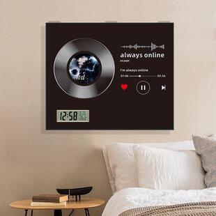 黑胶唱片高级感林俊杰电表箱装饰画免打孔遮挡时钟电闸开关钟表画