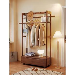 实木挂衣架落地卧室衣帽架客厅可移动置物架床边开放式衣服收纳架