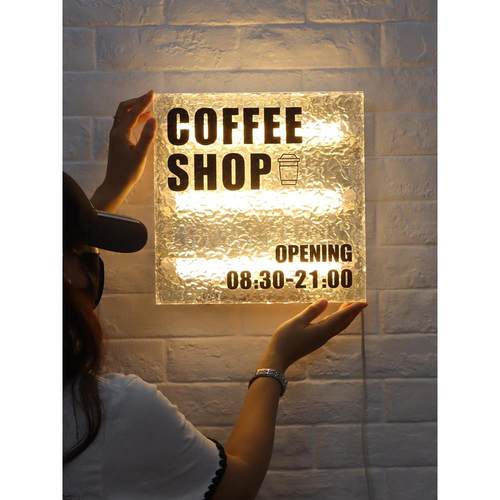 石头纹亚克力发光广告牌网红灯箱牌匾店招门头指示牌标识牌定制做