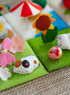 日本制龙虎作手工办公室桌面摆件猫咪散步四季圣诞节结婚送礼车载