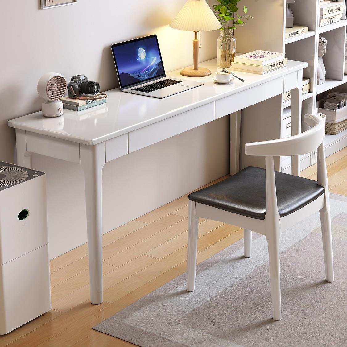 实木窄书桌40/45cm小户型办公桌卧室学生写字桌学习桌家用电脑桌