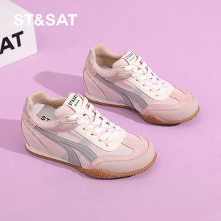 网面运动休闲厚底女鞋 6CM内增高星期六女鞋 德训鞋 新款 2025春季