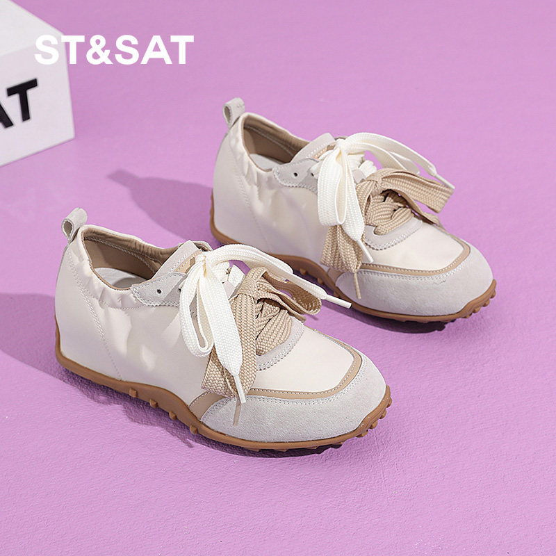 5CM增高星期六德训鞋女平底2025夏季新款通勤休闲鞋软底复古单鞋,女鞋,德训鞋,淘宝优惠券,粉丝福利购,淘宝优惠卷