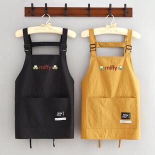 家用短款防泼水围裙印字餐厅奶茶店工作服无袖围腰男女款