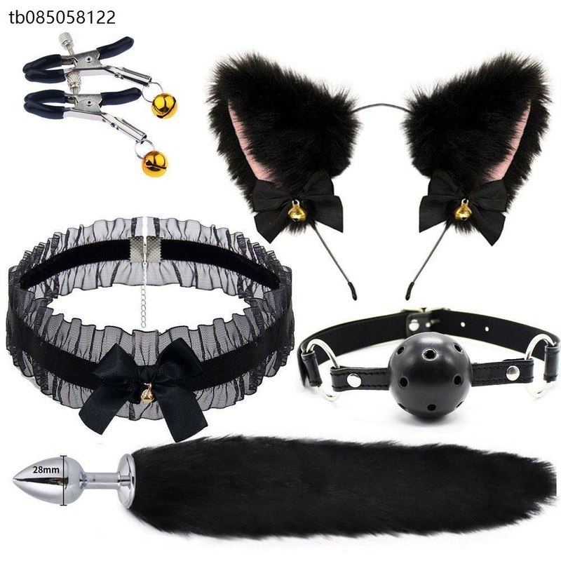 尾巴肛赛狐狸超大号情趣三件套套装后庭金属小号拆卸穿戴道具