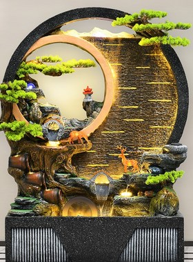 落地假山喷泉水幕墙流水屏风招财客厅阳台玄关庭院别墅花园摆件