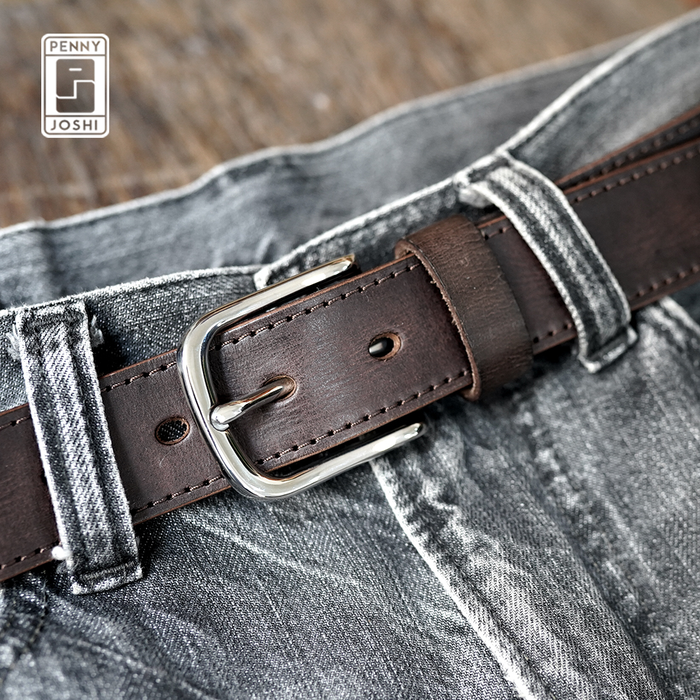 手工头层牛皮皮带 复古植鞣纯牛皮针扣男腰带工装裤做旧真皮裤带