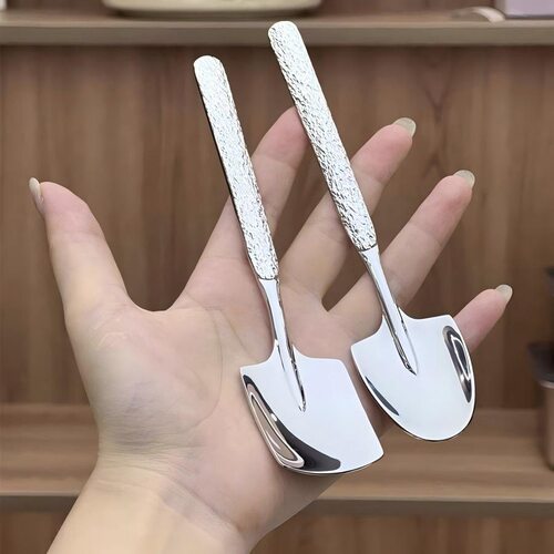 新款冰裂勺子短柄花卉勺不锈钢创意樱花勺甜品勺子