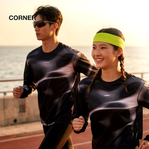 CornerRunner跑步速干长袖户外防晒衣女透气风洞运动T恤男