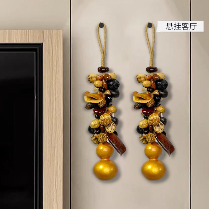 天然平安豆创意挂饰玄关走廊餐厅装饰菩提串墙面挂件金葫芦果实串