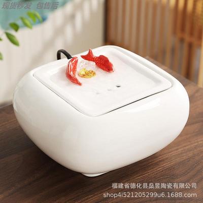 鱼缸流水摆件循环水不插电礼品转运陶瓷简约喷泉流水客厅小型桌面