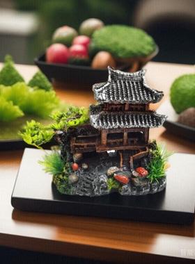 刺身假山造景日式海鲜餐厅摆盘装饰鱼缸鱼身花草创意菜品点缀包邮