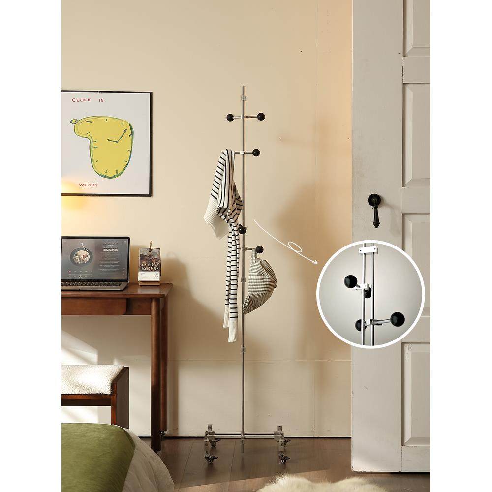 包豪斯立式衣帽架中覆古卧室不锈钢挂晾衣杆家用简约落地光轴置物