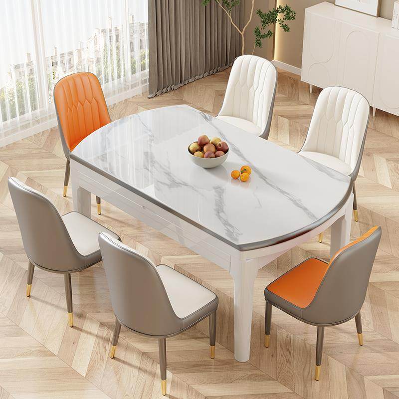 岩板餐桌椅2025新款家用小户型现代简约实木饭桌伸缩可变圆形桌子