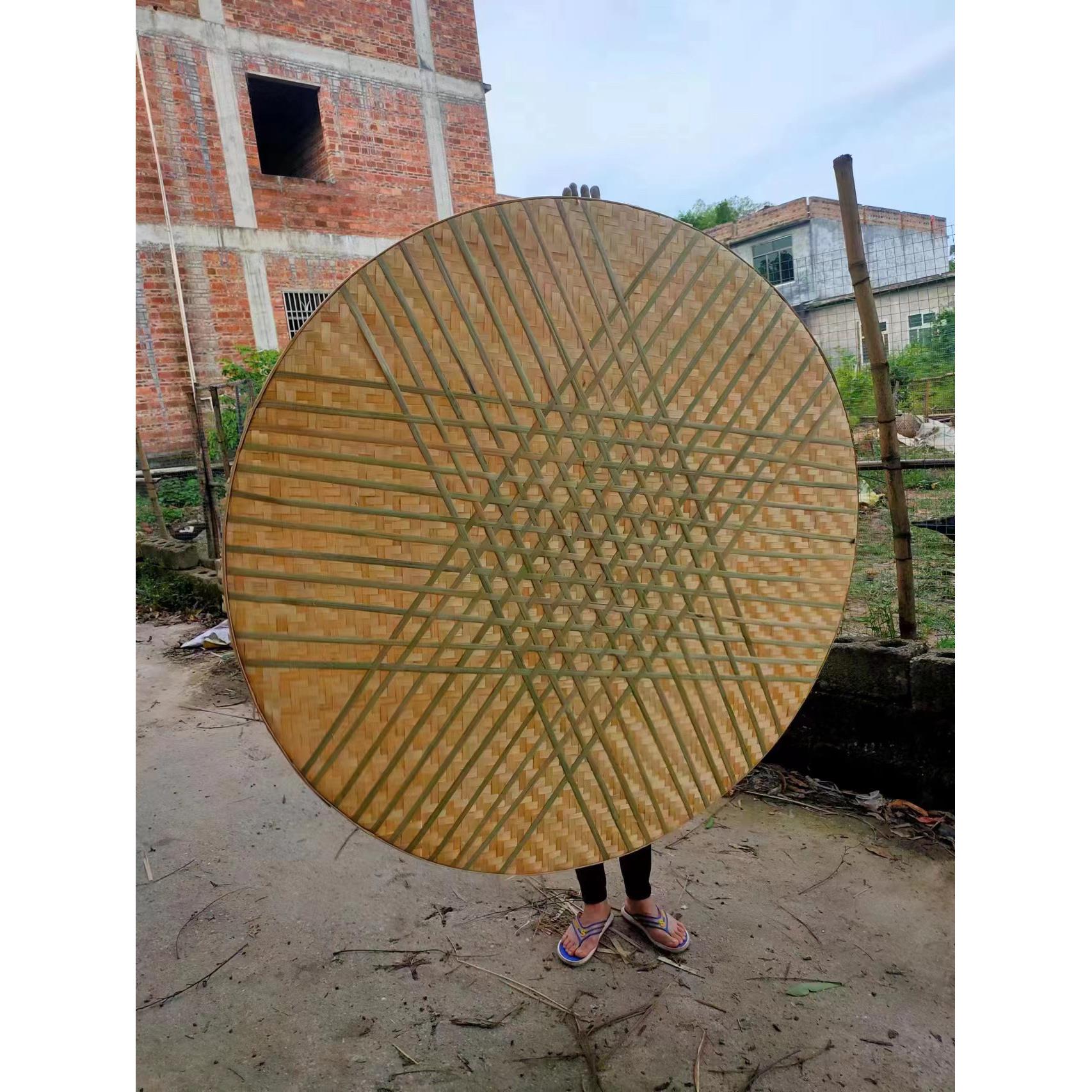 广西农家手工竹编无孔大簸箕加固耐用晾晒五谷绘画装饰新农村之选