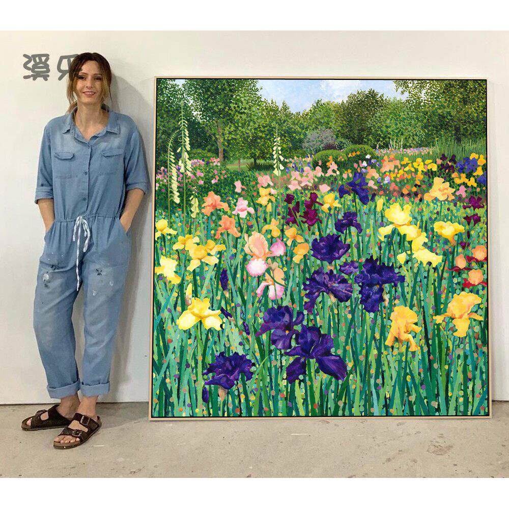 梵高紫色鸢尾花装饰画田园花卉客厅玄关画大师名画客厅书房挂画