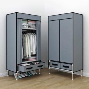 衣帽架落地卧室带防尘罩衣服架子收纳置物家用挂衣架多功能晾衣架