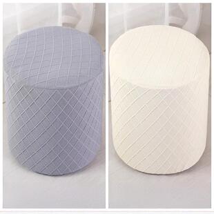 弹力圆柱形凳子套罩小板凳椅子套化妆梳妆草墩圆形皮蹲坐蒲团藤编